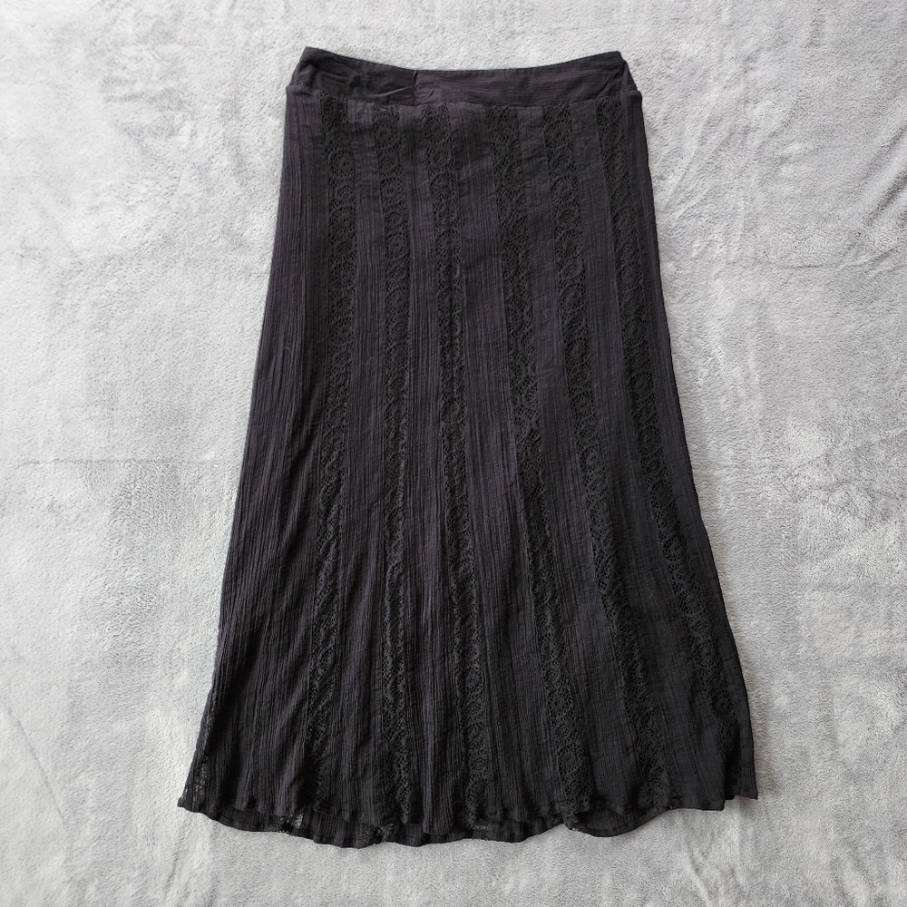 St. John's Bay Lacy Black Elastic Smocked Waist Maxi Skirt